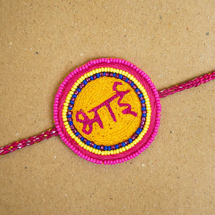 Handmade Beaded Bhai Rakhi With Roli Chawal