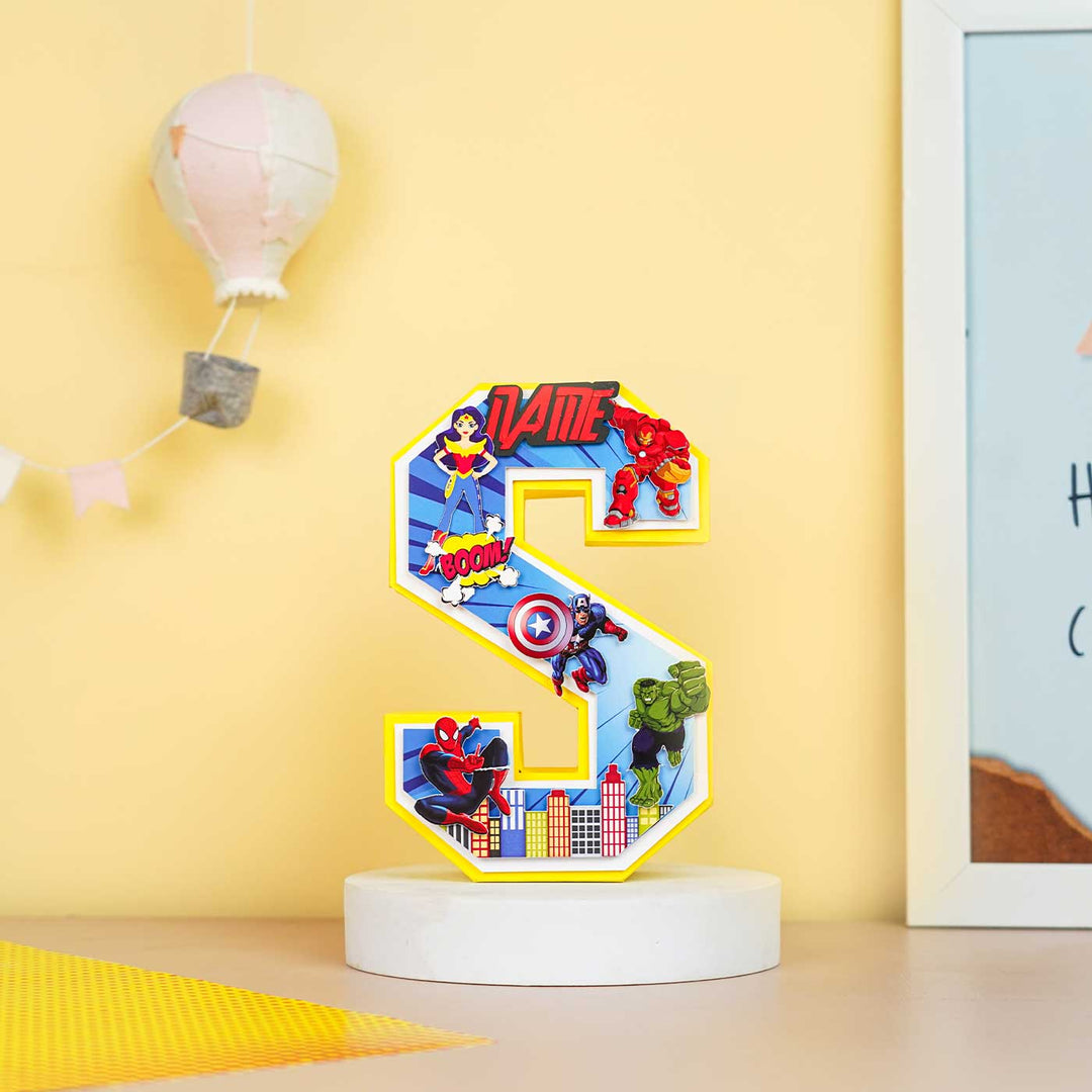 Personalized Printed Superhero 3D Cardstock Monogram For Kids