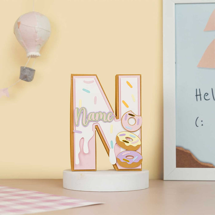 Personalized Printed Donut 3D Cardstock Monogram For Kids