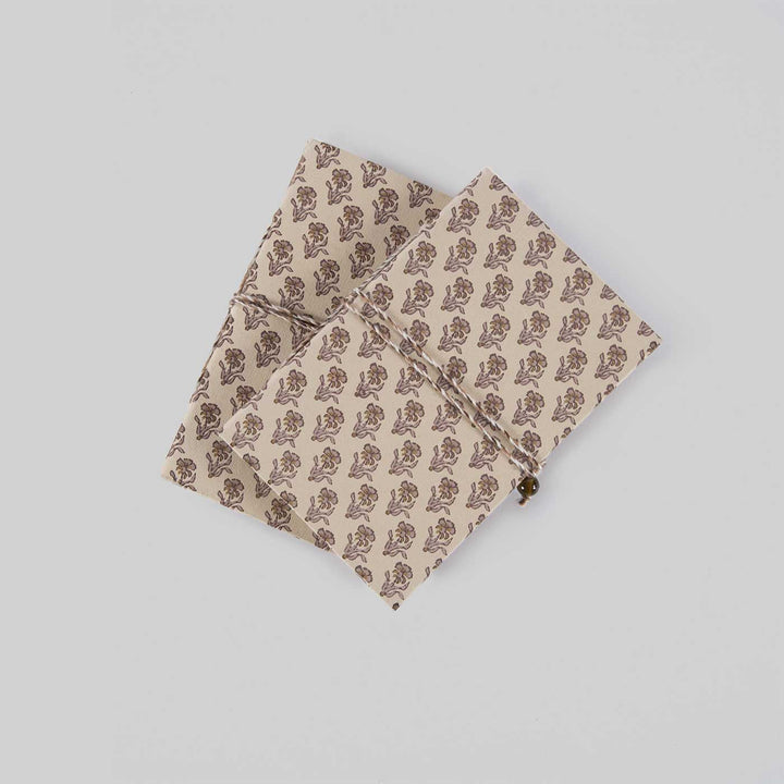 Handmade Block Printed Beige Notebook | Set of 2