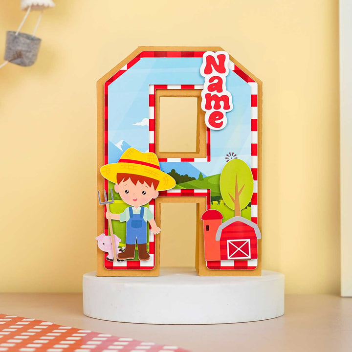 Personalized Printed Farm Theme For Boy 3D Cardstock Monogram