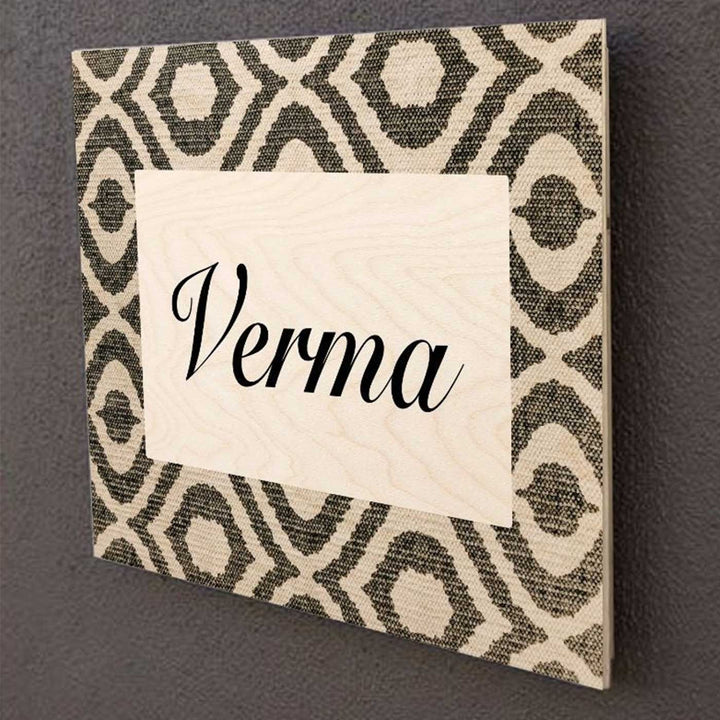 Printed Wooden Personalized Beige Pattern Family Nameplate