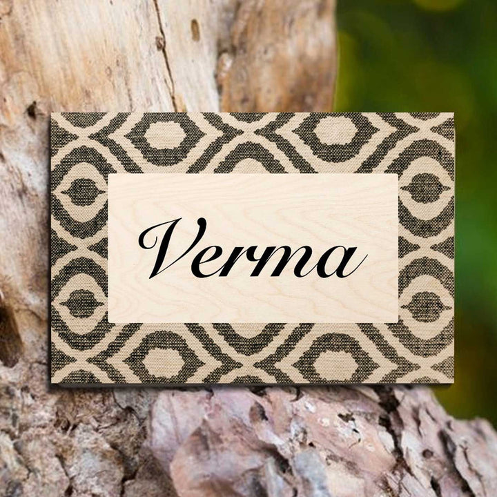 Printed Wooden Personalized Beige Pattern Family Nameplate