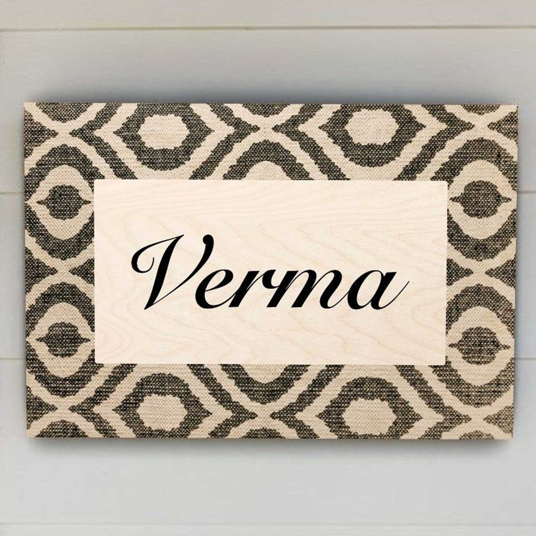 Printed Wooden Personalized Beige Pattern Family Nameplate