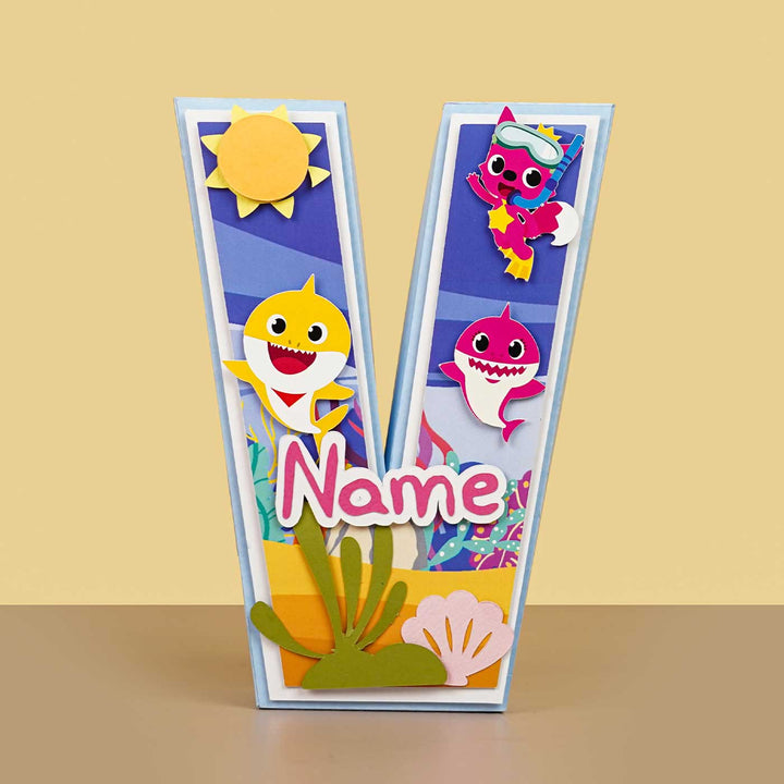 Personalized Printed Baby Shark 3D Cardstock Monogram For Kids