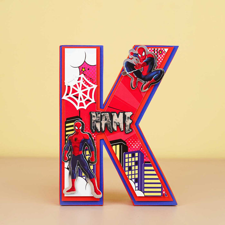 Personalized Printed Spiderman 3D Cardstock Monogram For Kids