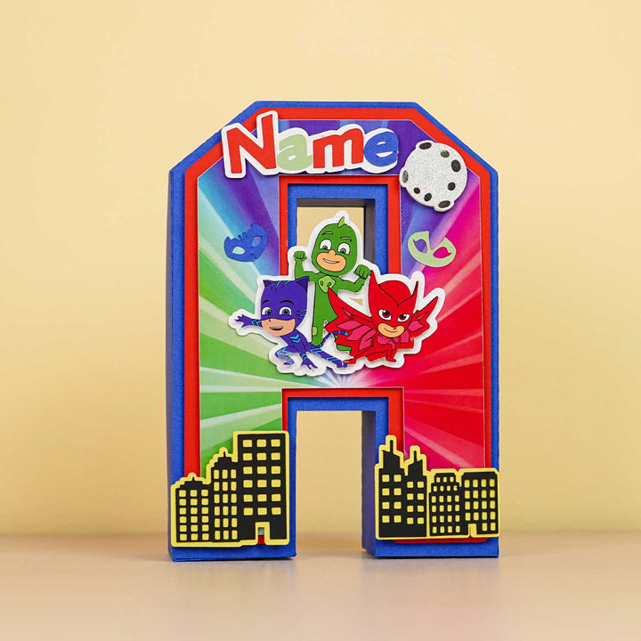 Personalized Printed PJ Masks 3D Cardstock Monogram For Kids