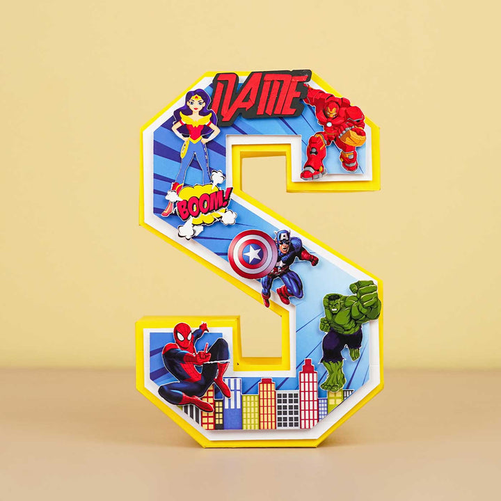 Personalized Printed Superhero 3D Cardstock Monogram For Kids