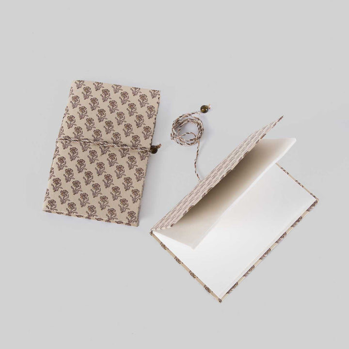 Handmade Block Printed Beige Notebook | Set of 2