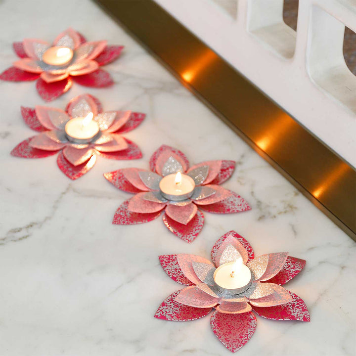 Handmade Lotus Paper Tealight Holder  | Set of 2