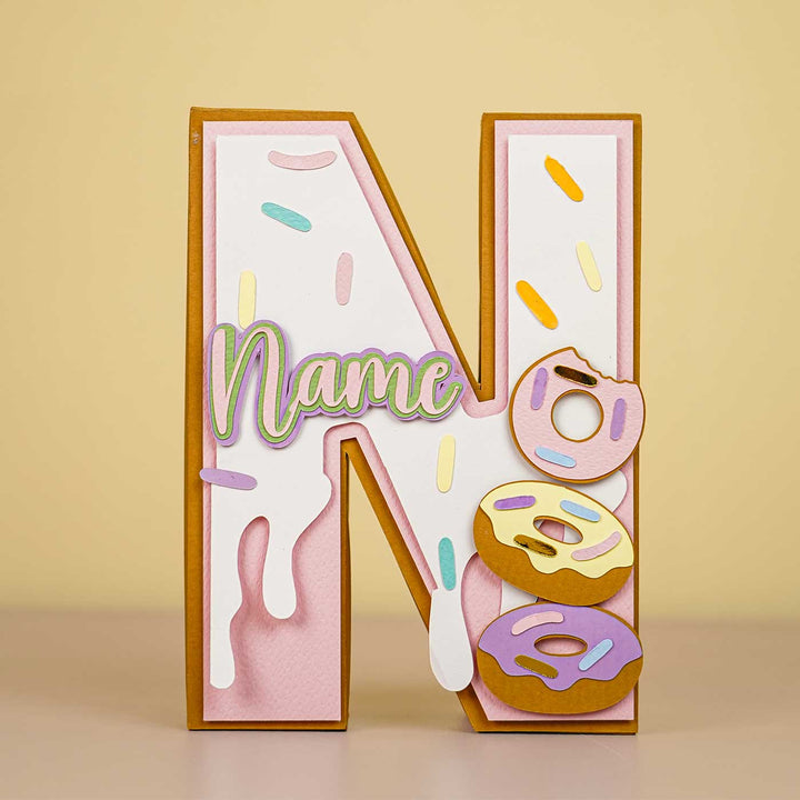 Personalized Printed Donut 3D Cardstock Monogram For Kids