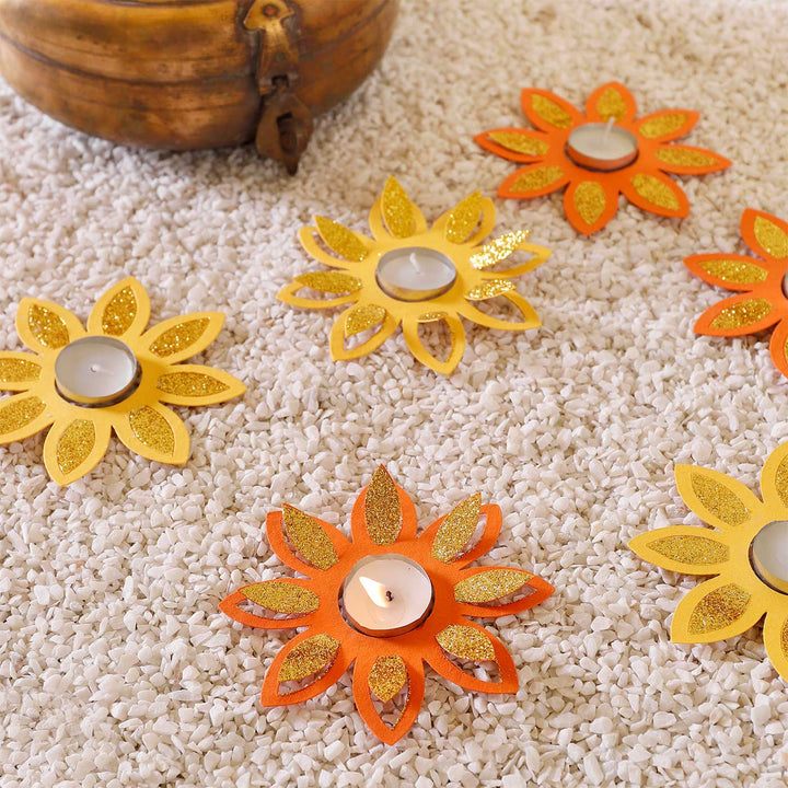 Handmade Floral Paper Tealight Holder | Set of 6