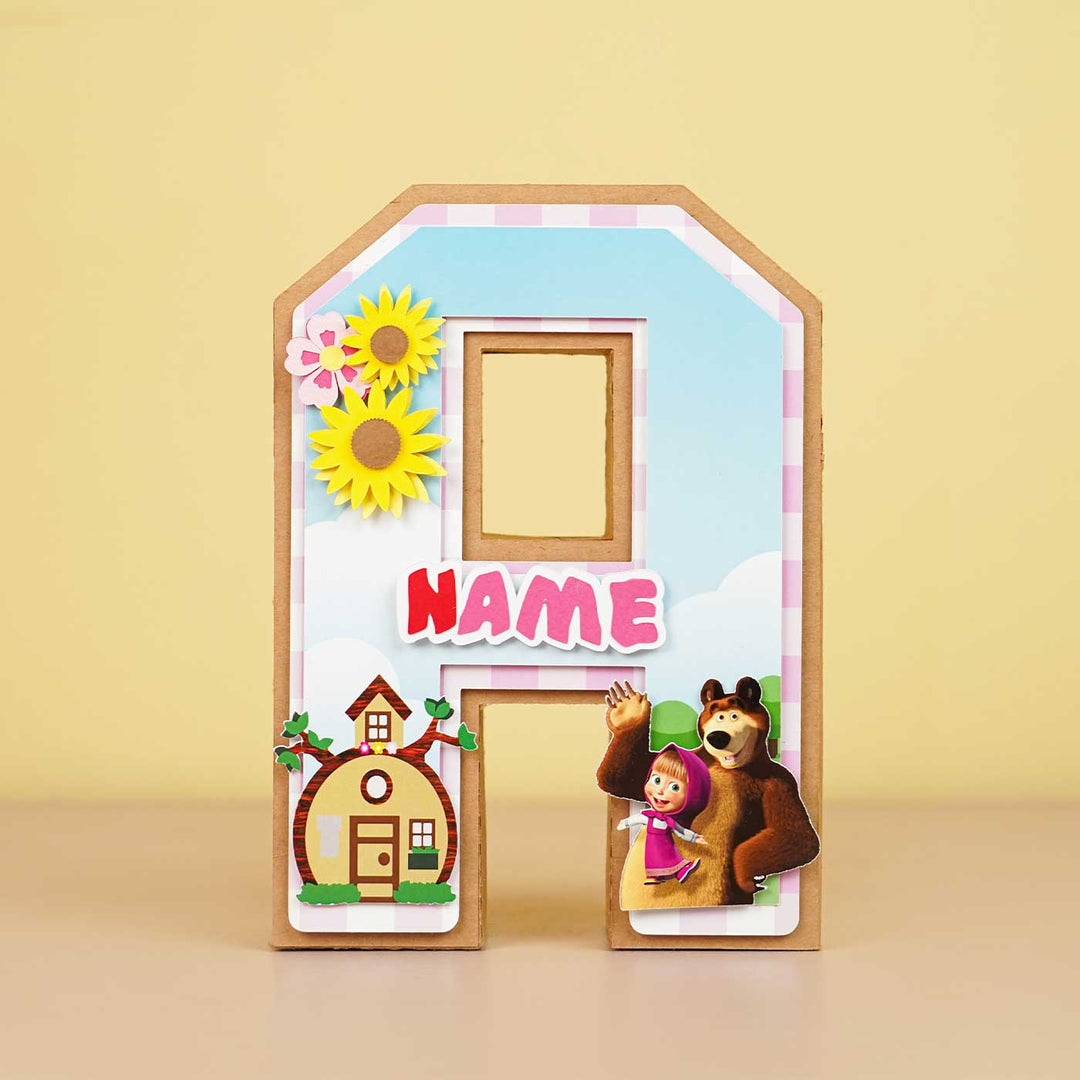 Personalized Printed Masha & The Bear 3D Cardstock Monogram For Kids