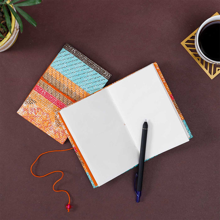 Handmade Red & Orange Kaleen Notebook | Set of 2