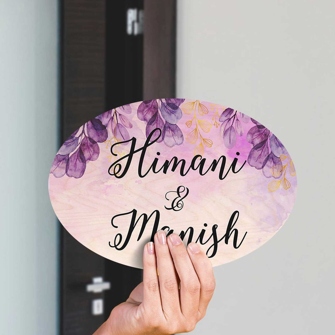 Personalized Printed Spring Floral Wooden Oval Nameplate