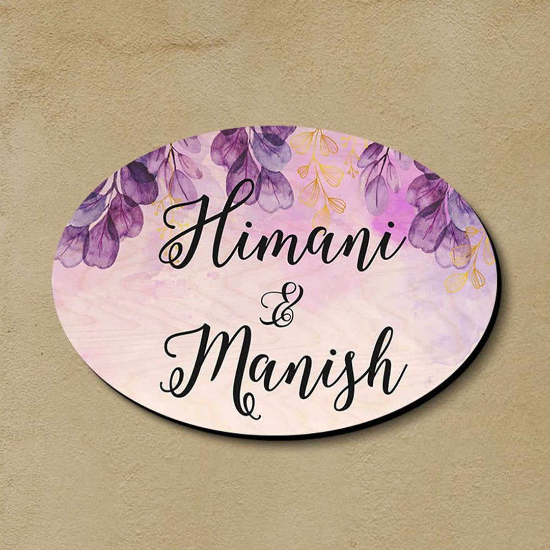 Personalized Printed Spring Floral Wooden Oval Nameplate