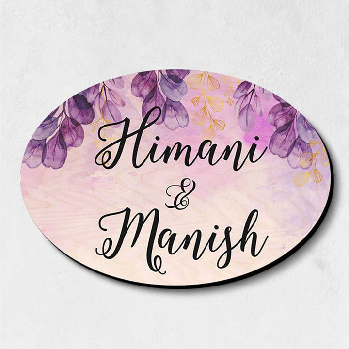 Personalized Printed Spring Floral Wooden Oval Nameplate