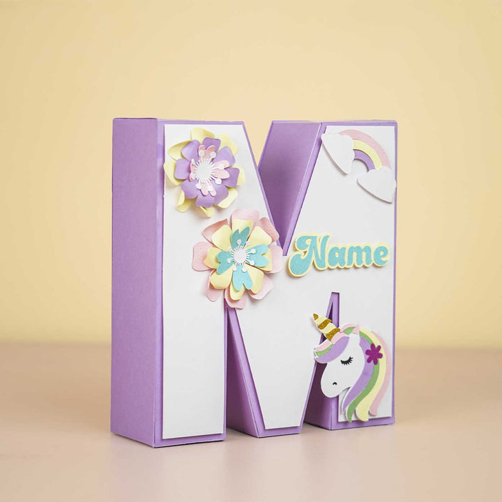 Personalized Printed Unicorn 3D Cardstock Monogram For Kids