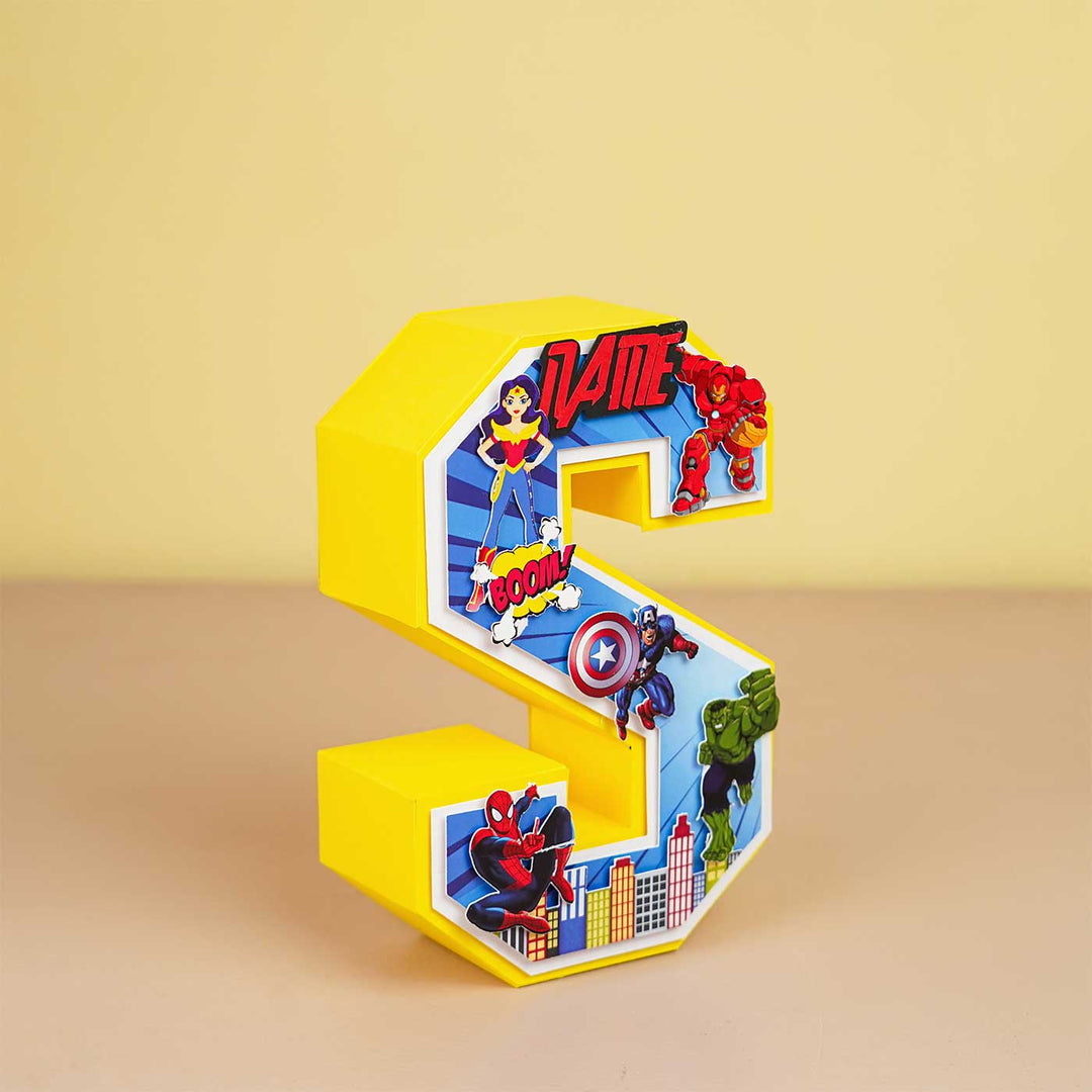 Personalized Printed Superhero 3D Cardstock Monogram For Kids