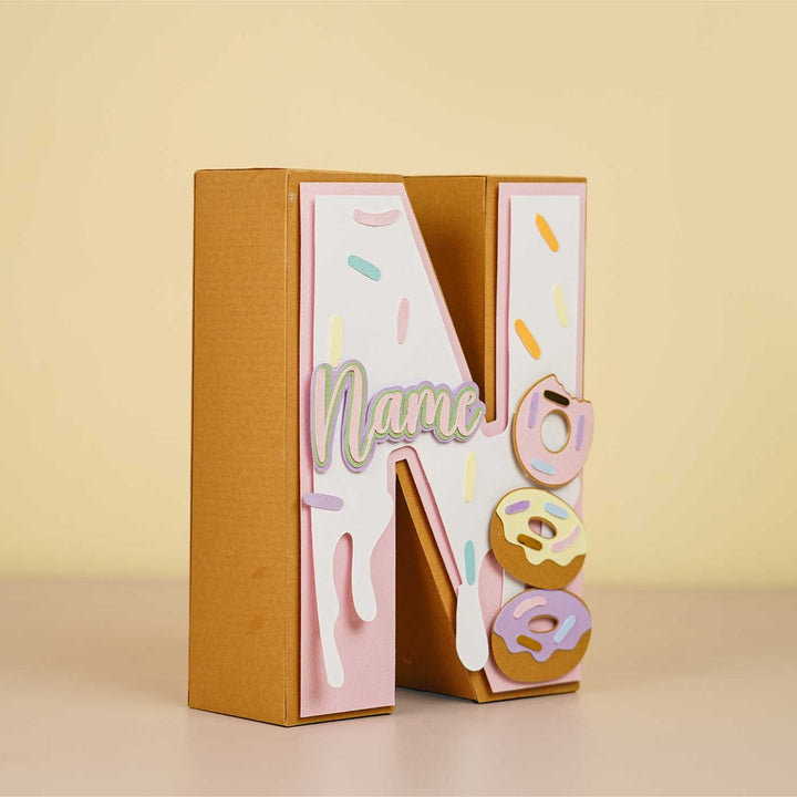 Personalized Printed Donut 3D Cardstock Monogram For Kids