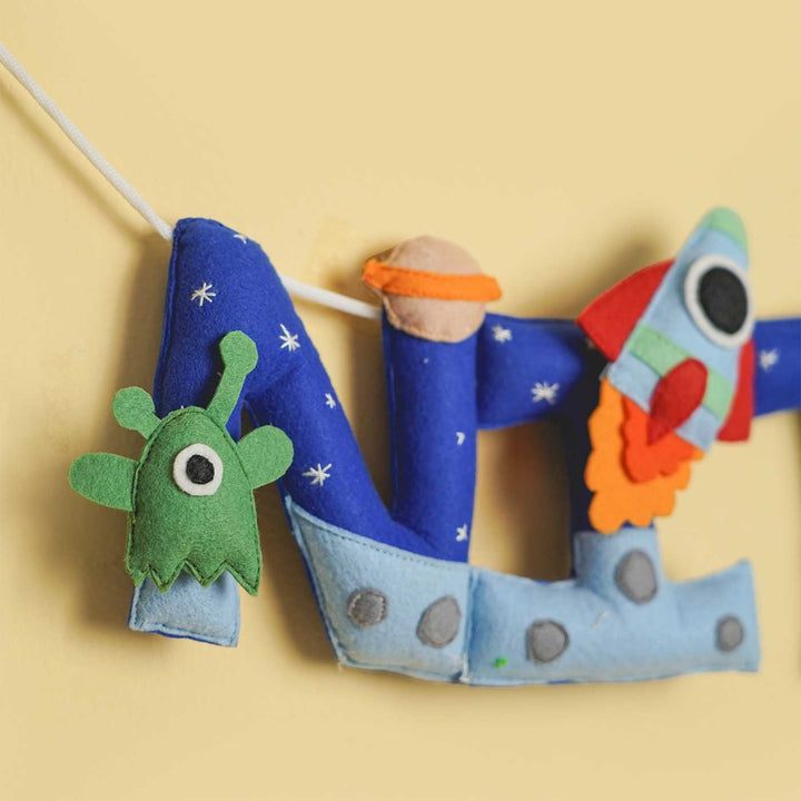 Personalized Handmade Space theme Felt Kids Bunting