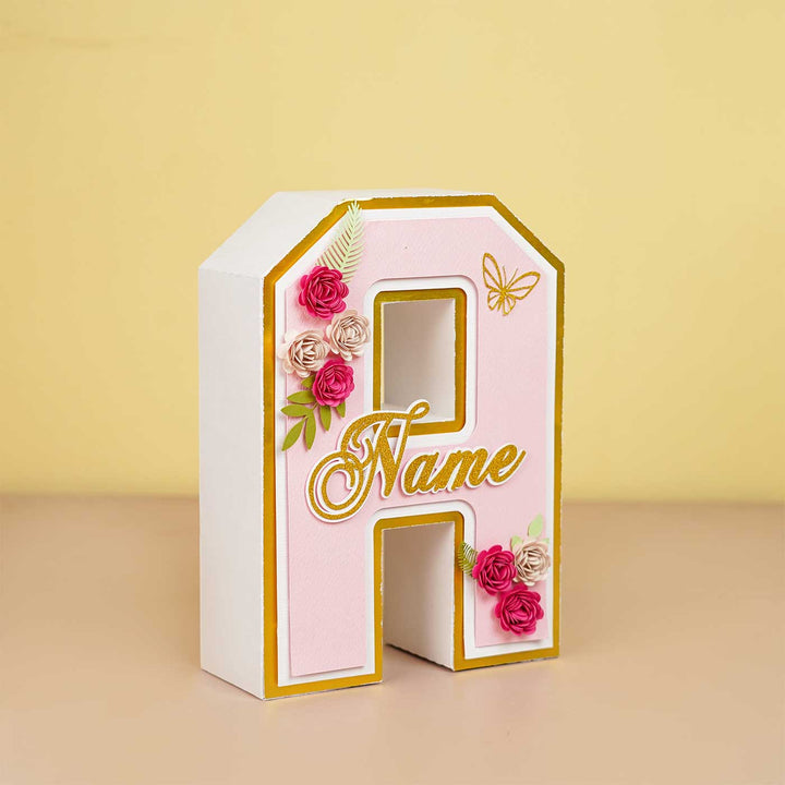 Personalized Printed Floral & Butterfly 3D Cardstock Monogram For Kids