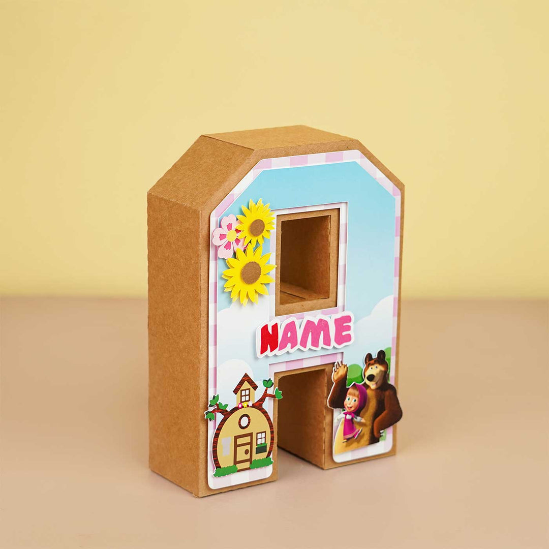 Personalized Printed Masha & The Bear 3D Cardstock Monogram For Kids