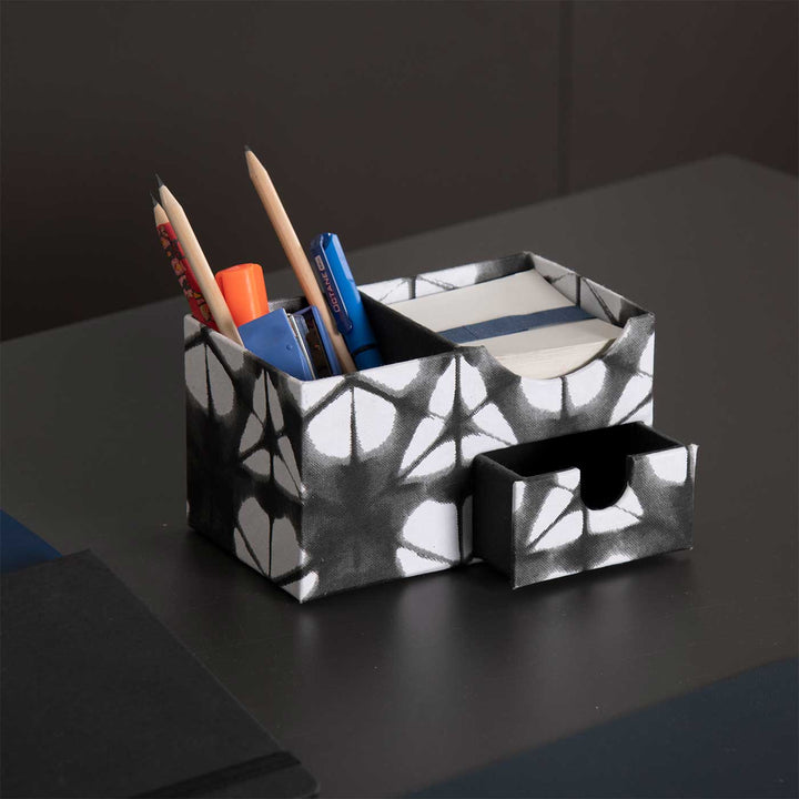 Handmade Black & White Cube Desk Organiser