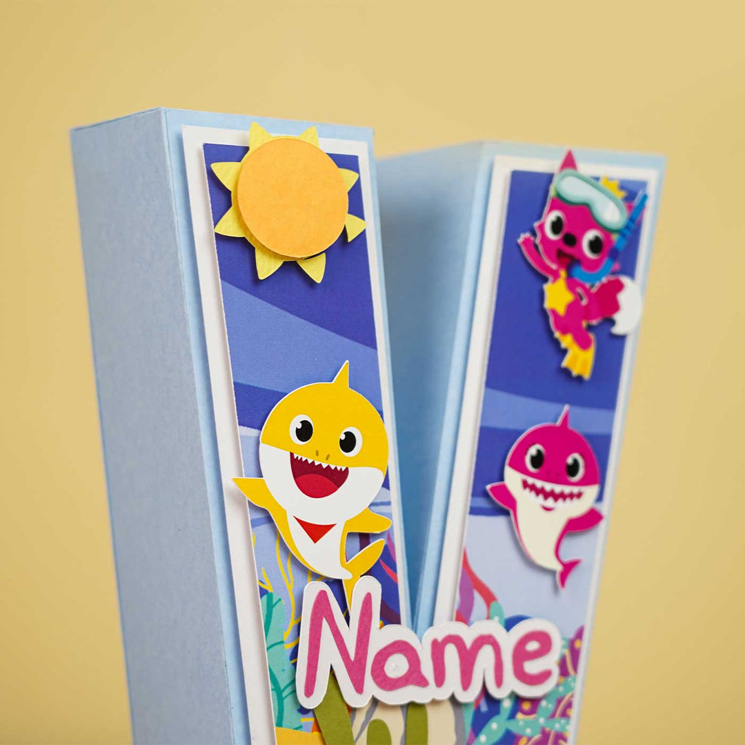 Personalized Printed Baby Shark 3D Cardstock Monogram For Kids