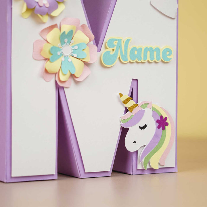 Personalized Printed Unicorn 3D Cardstock Monogram For Kids