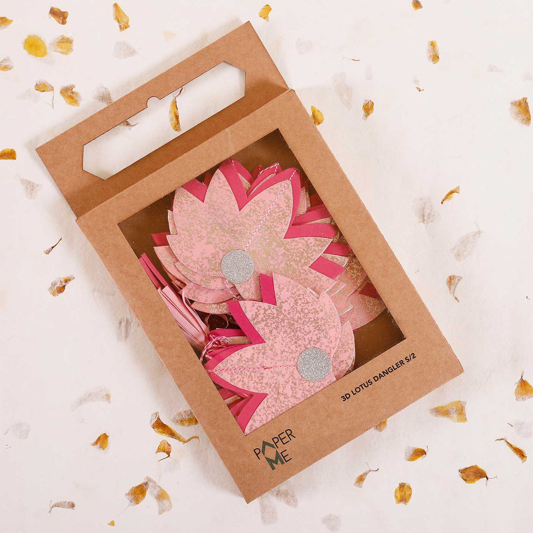 Handmade 3D Lotus Paper Hanging | Set of 2