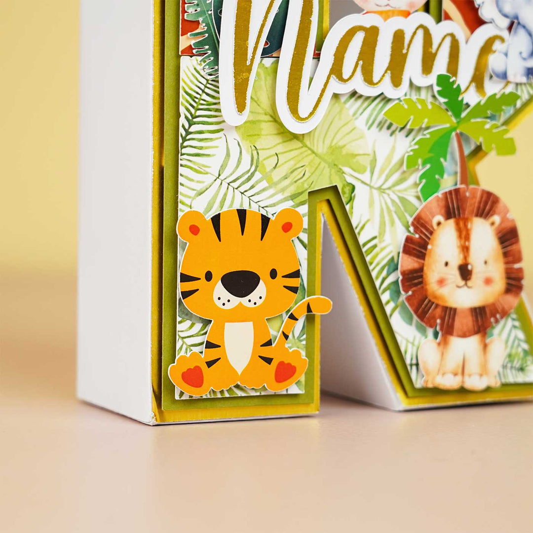 Personalized Printed Jungle 3D Cardstock Monogram For Kids