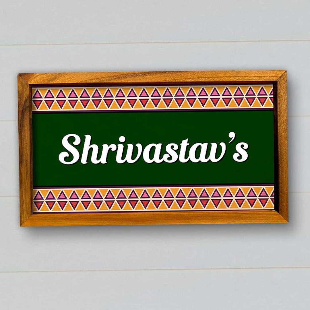 Wooden Personalized Framed Green Family Nameplate