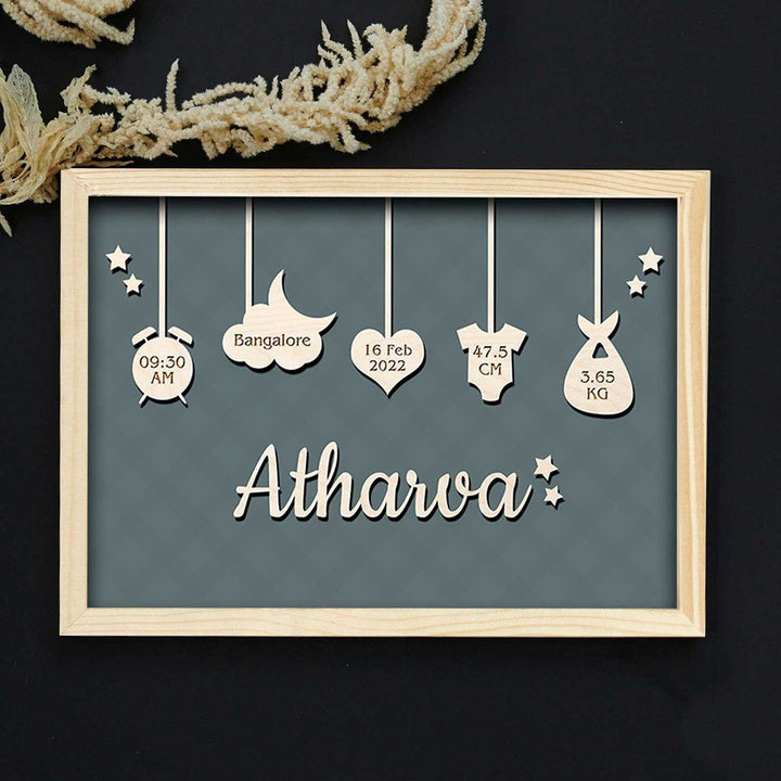 Personalized New Born Baby Framed Nameplate