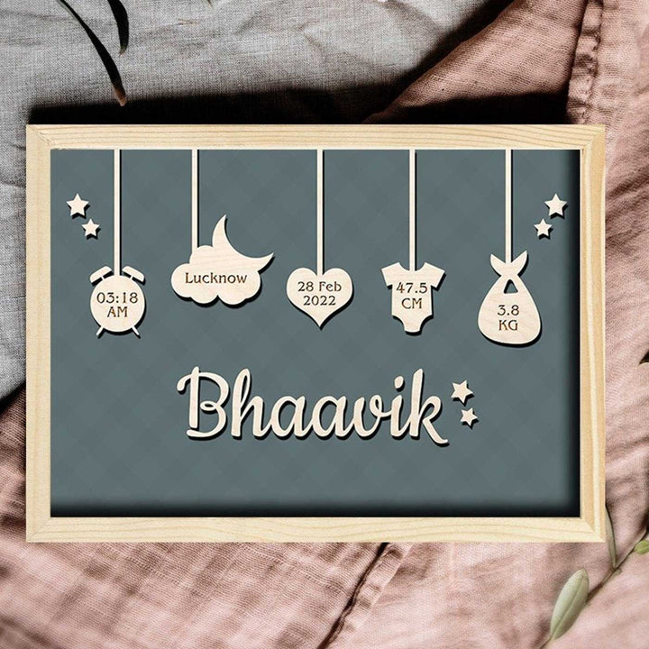 Personalized New Born Baby Framed Nameplate