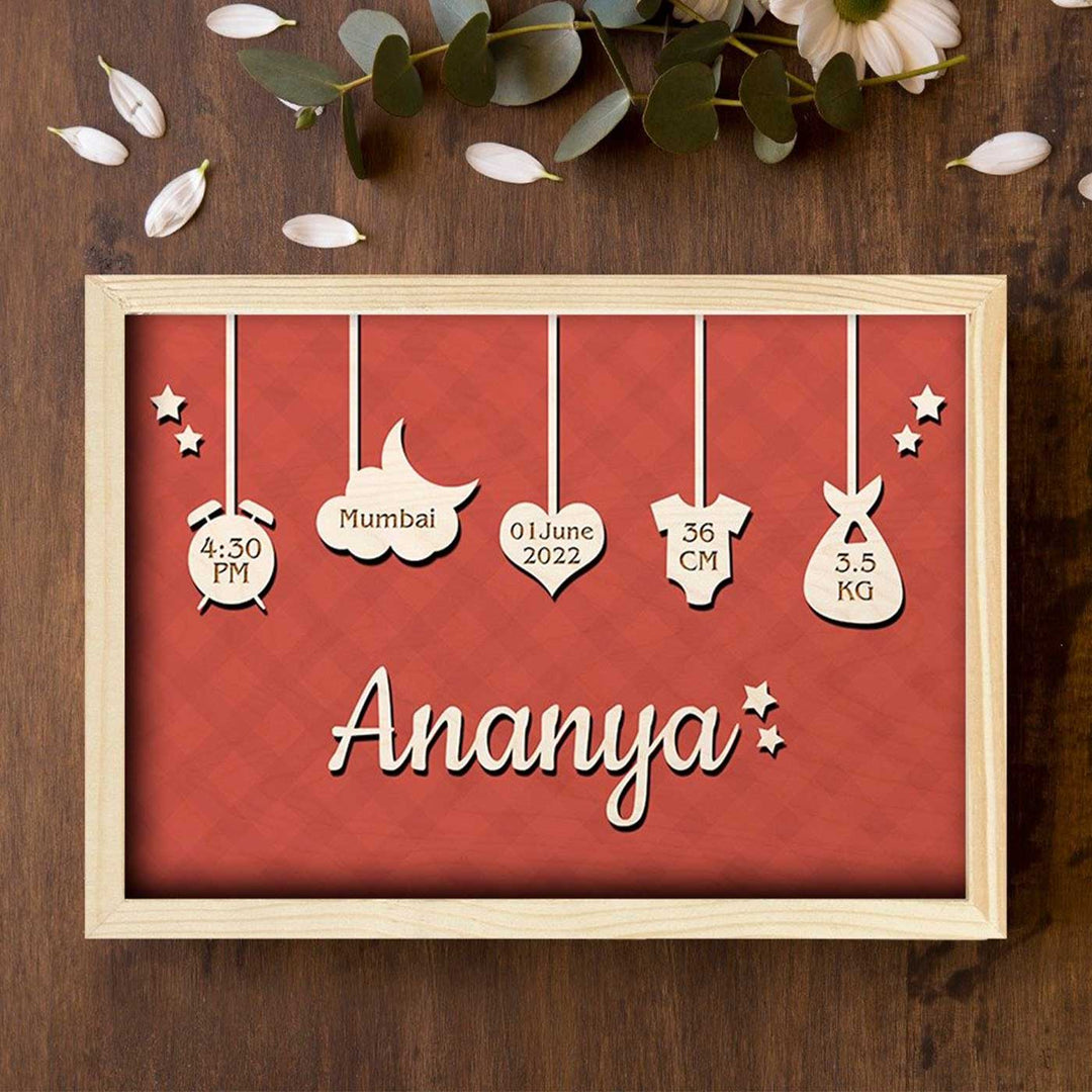 Personalized New Born Baby Framed Nameplate