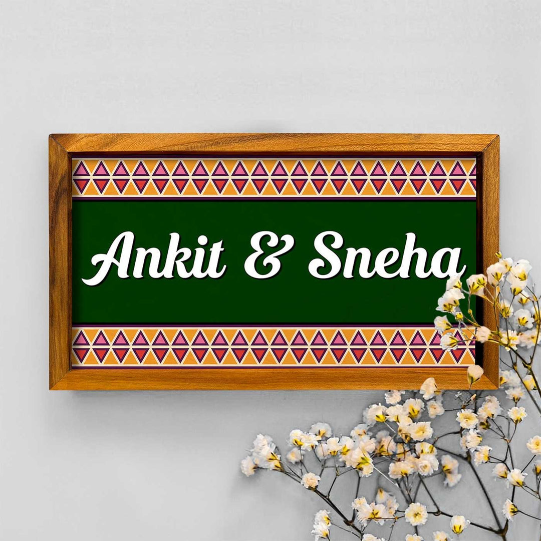 Wooden Personalized Framed Green Family Nameplate