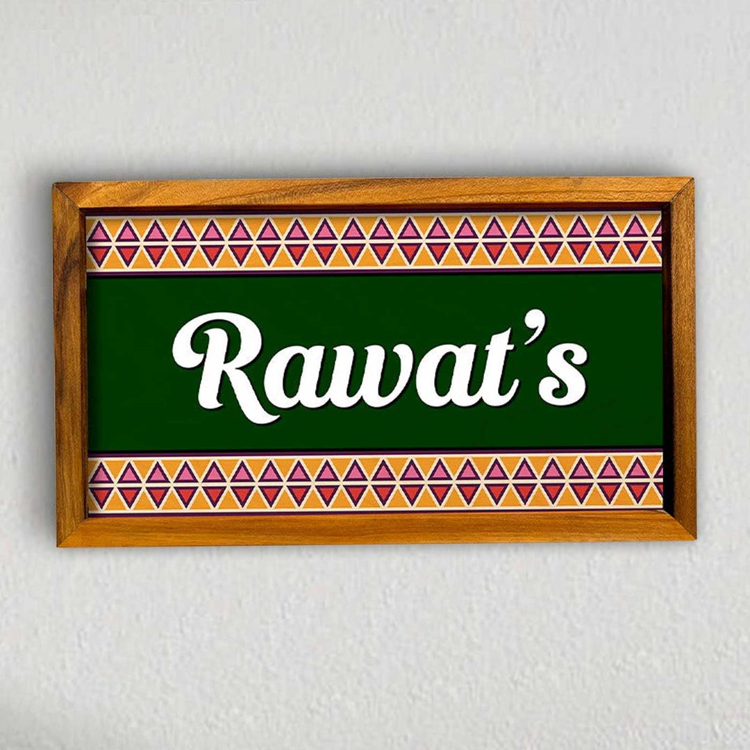 Wooden Personalized Framed Green Family Nameplate