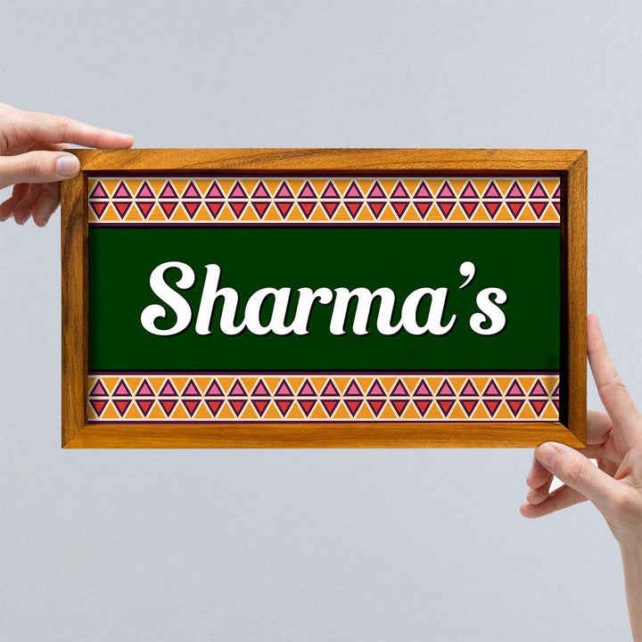 Wooden Personalized Framed Green Family Nameplate