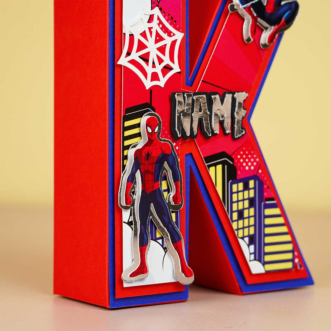 Personalized Printed Spiderman 3D Cardstock Monogram For Kids