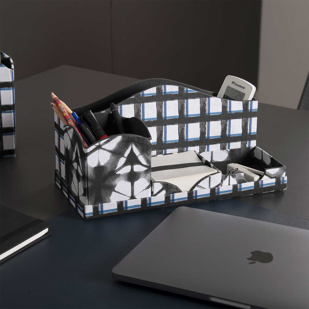 Handmade Black & White Collapsible Desk Organiser