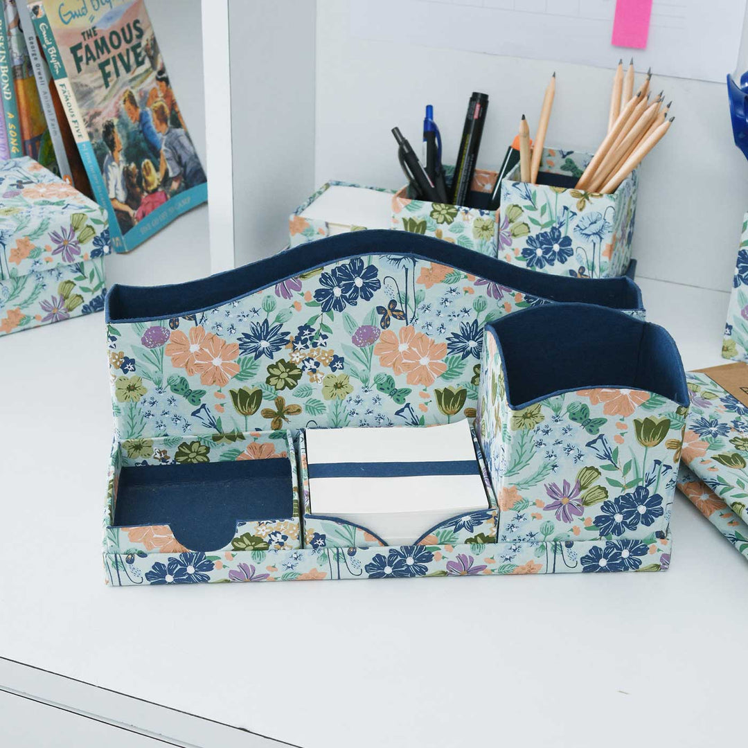 Handmade Floral Collapsible Desk Organiser