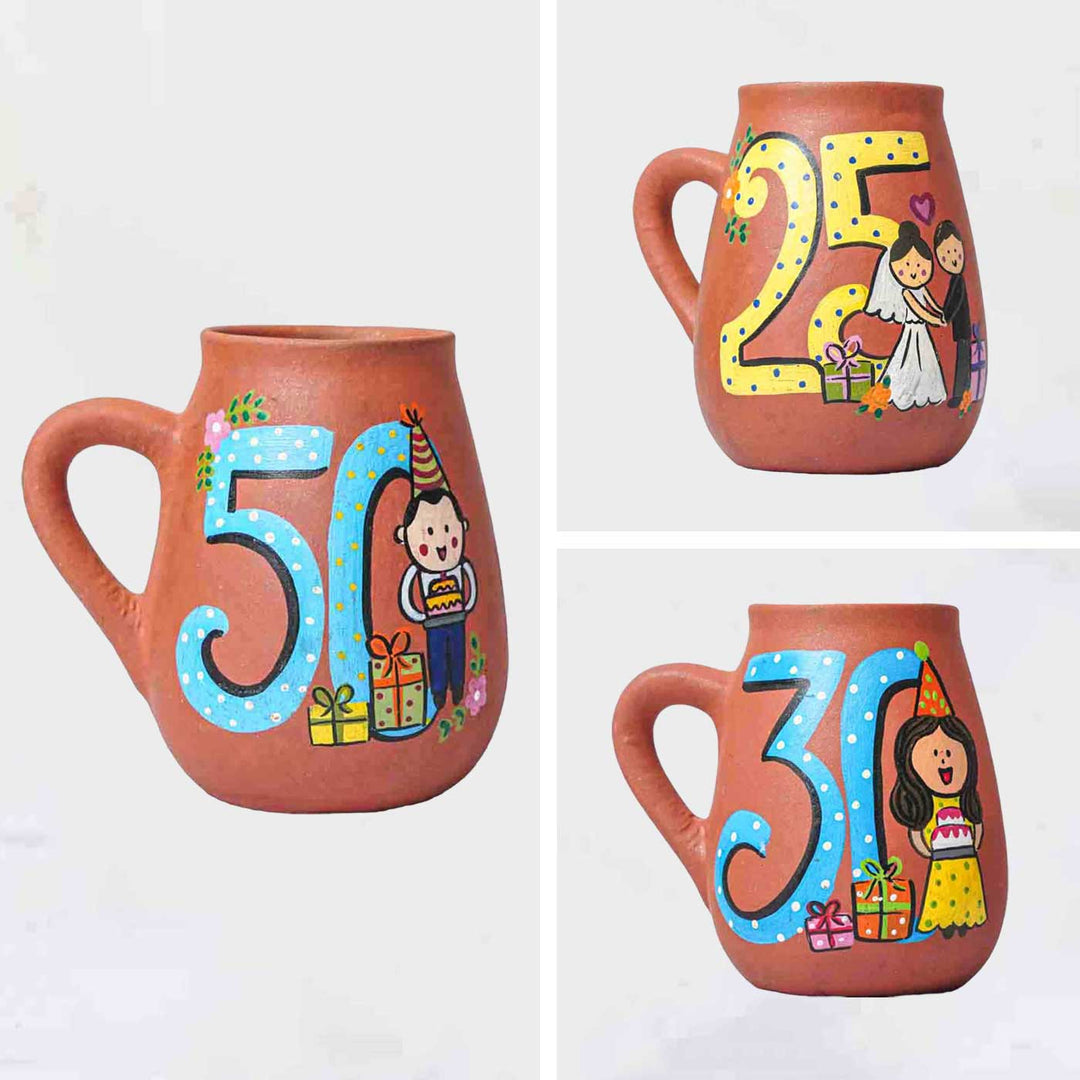 Personalized Hand-painted Birthday Milestone Terracotta Mug