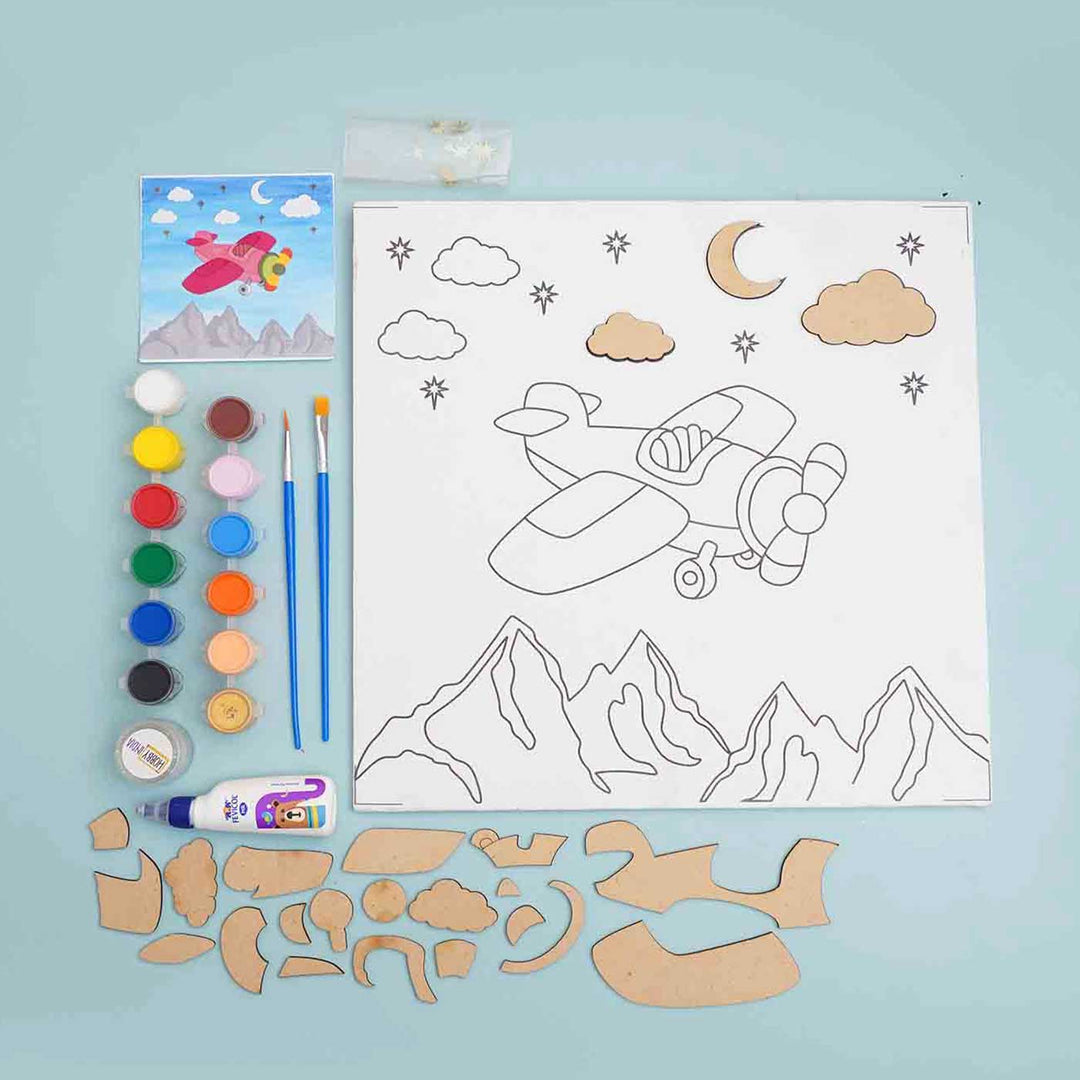 Airplane Theme Premarked Canvas DIY Kit For Kids