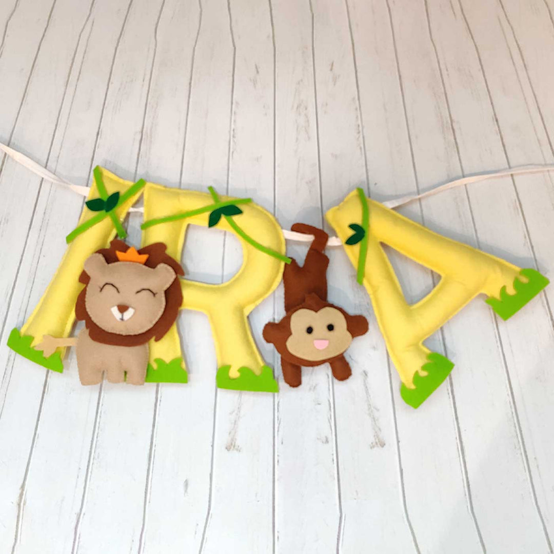 Personalized Handmade Jungle Theme Felt Kids Bunting