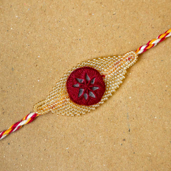 Handmade Beaded Elegance Rakhi  With Roli Chawal