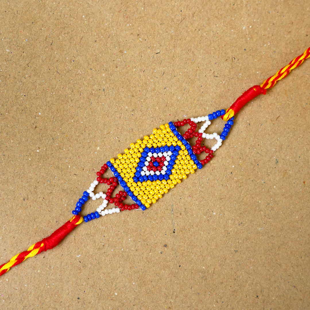 Handmade Beaded Heritage Rakhi  With Roli Chawal