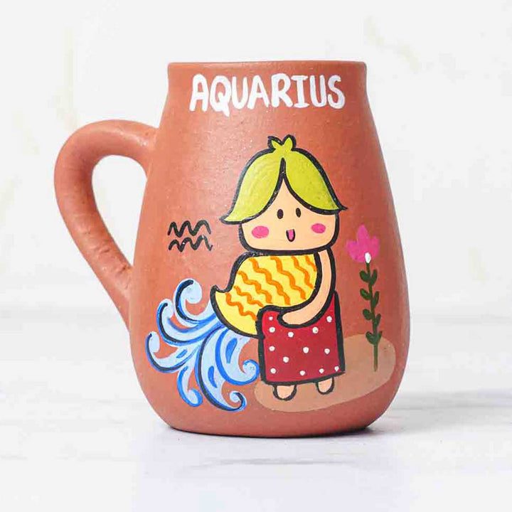 Personalized Hand-painted Aquarius Zodiac Sign Terracotta Mug