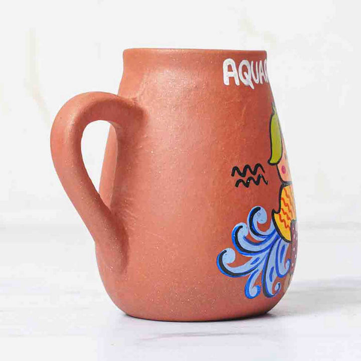 Personalized Hand-painted Aquarius Zodiac Sign Terracotta Mug