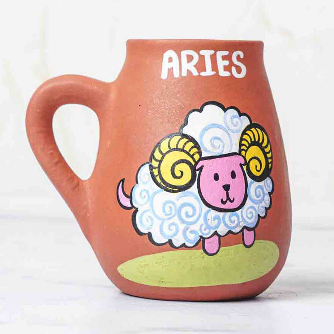 Personalized Hand-painted Aries Zodiac Sign Terracotta Mug